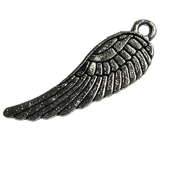 Angel Wing Pendant Silver Tone Charm Bracelet Necklace  Jewelry Craft Dangle Spi - Picture 1 of 2